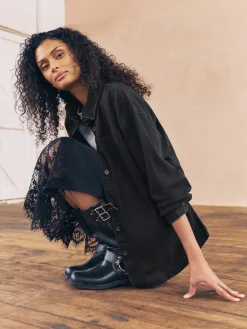 Next Black Oversize Denim Shirt Best