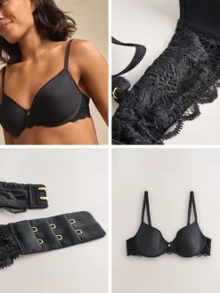 Next Pad Full Cup Premium Ultimate Comfort Lightweight Breathable T-Shirt Bra Black New