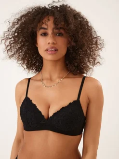 Next Black Pad Non Wire Lace Ultimate Comfort Bra Clearance