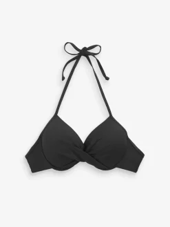 Next Black Padded Wired Plunge Bikini Top Discount