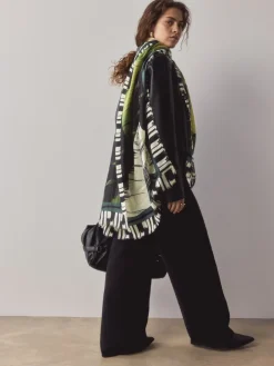 Next Black Palm Print Lightweight Scarf Outlet