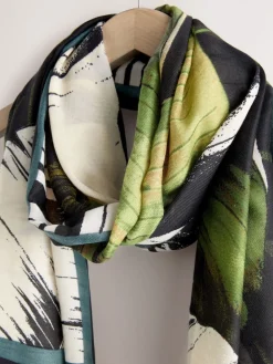 Next Black Palm Print Lightweight Scarf Outlet