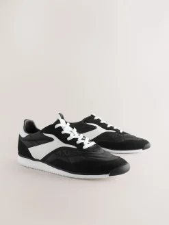 Next Panel Detail Lace-Up Trainers Black Best
