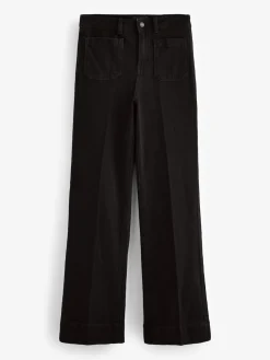 Next Patch Pocket Wide Leg Jeans Black
