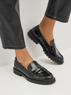 Next Patent Chunky Loafer Shoes Black