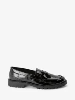 Next Patent Chunky Loafer Shoes Black