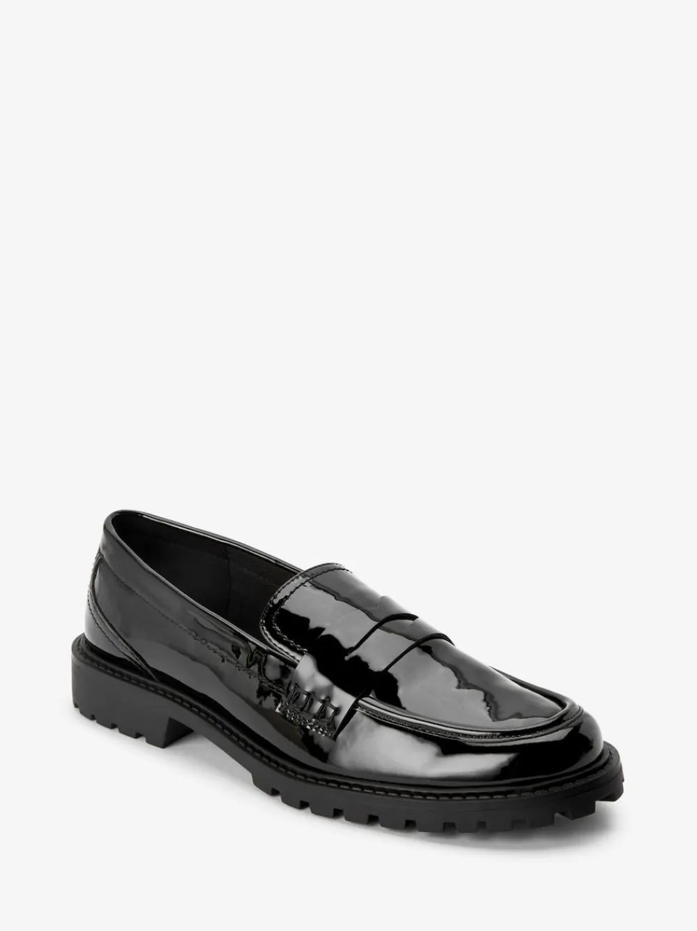 Next Patent Chunky Loafer Shoes Black
