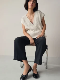 Next Black Patent Standard/Wide Fit Round Toe Ballerina Shoes Clearance