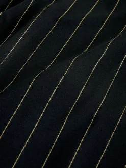 Next Waisted Wide Leg Trousers Black Pinstripe Outlet