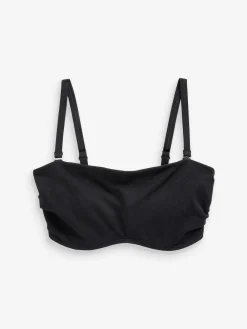 Next DD+ Non Pad Minimise Bandeau Bikini Top Black Pique Online