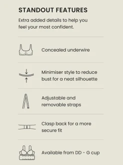Next DD+ Non Pad Minimise Bandeau Bikini Top Black Pique Online