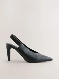 Next Pointed Toe High Cut Slingback Heels Black Online