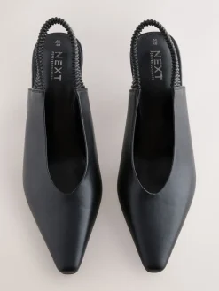 Next Pointed Toe High Cut Slingback Heels Black Online