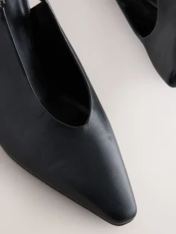 Next Pointed Toe High Cut Slingback Heels Black Online