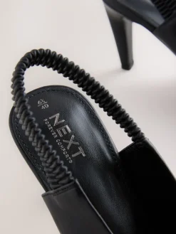 Next Pointed Toe High Cut Slingback Heels Black Online