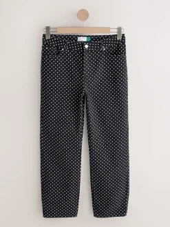 Next Straight Leg Jeans Black Polka Dot Clearance