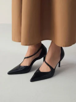 Next Premium Leather Asymmetric Court Heels Black Online