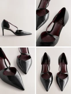 Next Premium Leather Asymmetric Court Heels Black Online