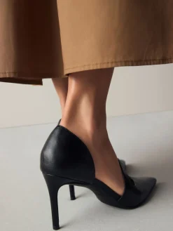 Next Premium Leather Asymmetric Court Heels Black Online