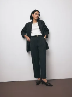 Next Premium Leather With Motionflex Point Toe Tassel Heels Loafers Black Discount