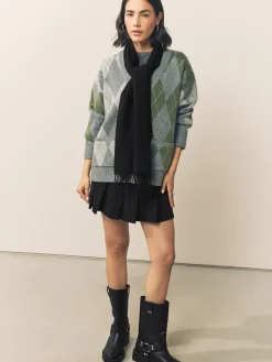 Next Premium Made in Italy Midweight Scarf with Containing Wool Black Outlet