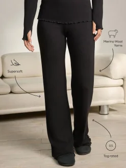 Next Premium Thermal Maximum Warmth Merino Wool Trousers Black Hot