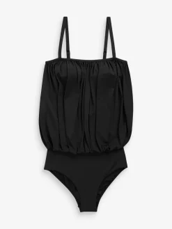 Next Print Blouson Shaping Swimsuit Black New