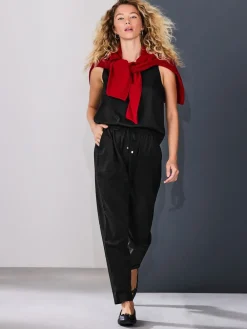 Next Pull On Tapered Trousers With Linen Black Online