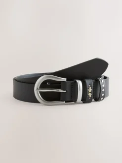 Next Regular Western Leather Belt Black Clearance