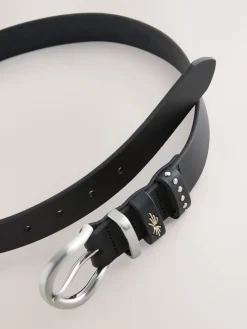 Next Regular Western Leather Belt Black Clearance