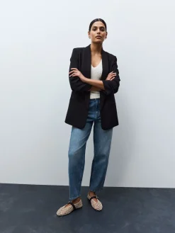 Next Black Relaxed Ruched Sleeve Blazer Online