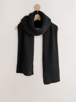 Next Ribbed Knit Scarf Black Hot