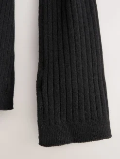 Next Ribbed Knit Scarf Black Hot