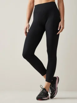 Next Black Ribbed Seamless High Waist Leggings Outlet
