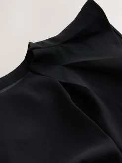 Next Black Ruched Short Sleeve Midi Dress Outlet