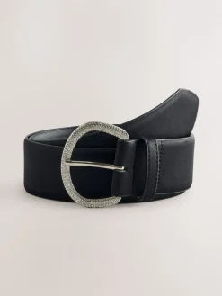 Next Satin Belt with Diamante Buckle Black Discount