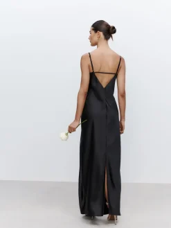 Next Black Satin Cowl Neck Wedding Guest Bridesmaid Maxi Dress Best