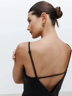 Next Black Satin Cowl Neck Wedding Guest Bridesmaid Maxi Dress Best