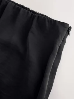 Next Satin Midi Skirt With Lace Trim Black