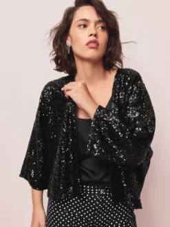 Next Sequin Jacket Black Hot
