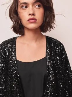 Next Sequin Jacket Black Hot