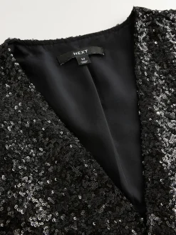 Next Sequin Jacket Black Hot