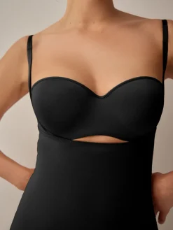 Next Shaping Medium Control Premium Cotton Wear Your Own Bra Slip Black Clearance