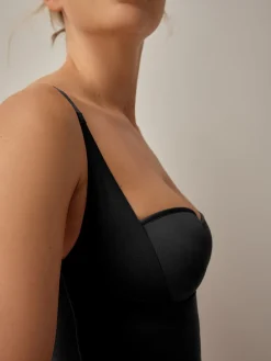 Next Shaping Medium Control Premium Cotton Wear Your Own Bra Slip Black Clearance