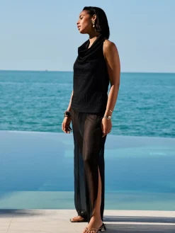 Next Black Sheer Beach Wide Leg Trousers Best