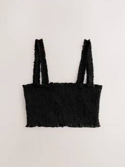 Next Shirred Bandeau Bikini Top Black