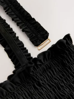 Next Shirred Bandeau Bikini Top Black