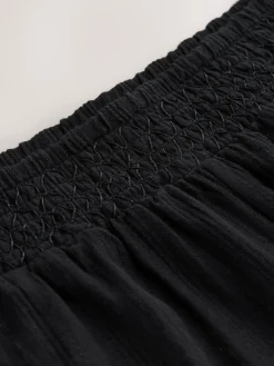 Next Black Shirred Jersey Shorts Sale