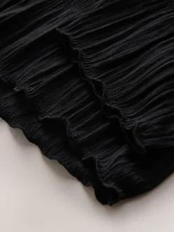 Next Shirred Long Sleeve Crew Neck Top Black Discount