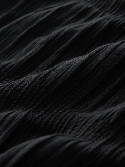 Next Shirred Long Sleeve Crew Neck Top Black Discount